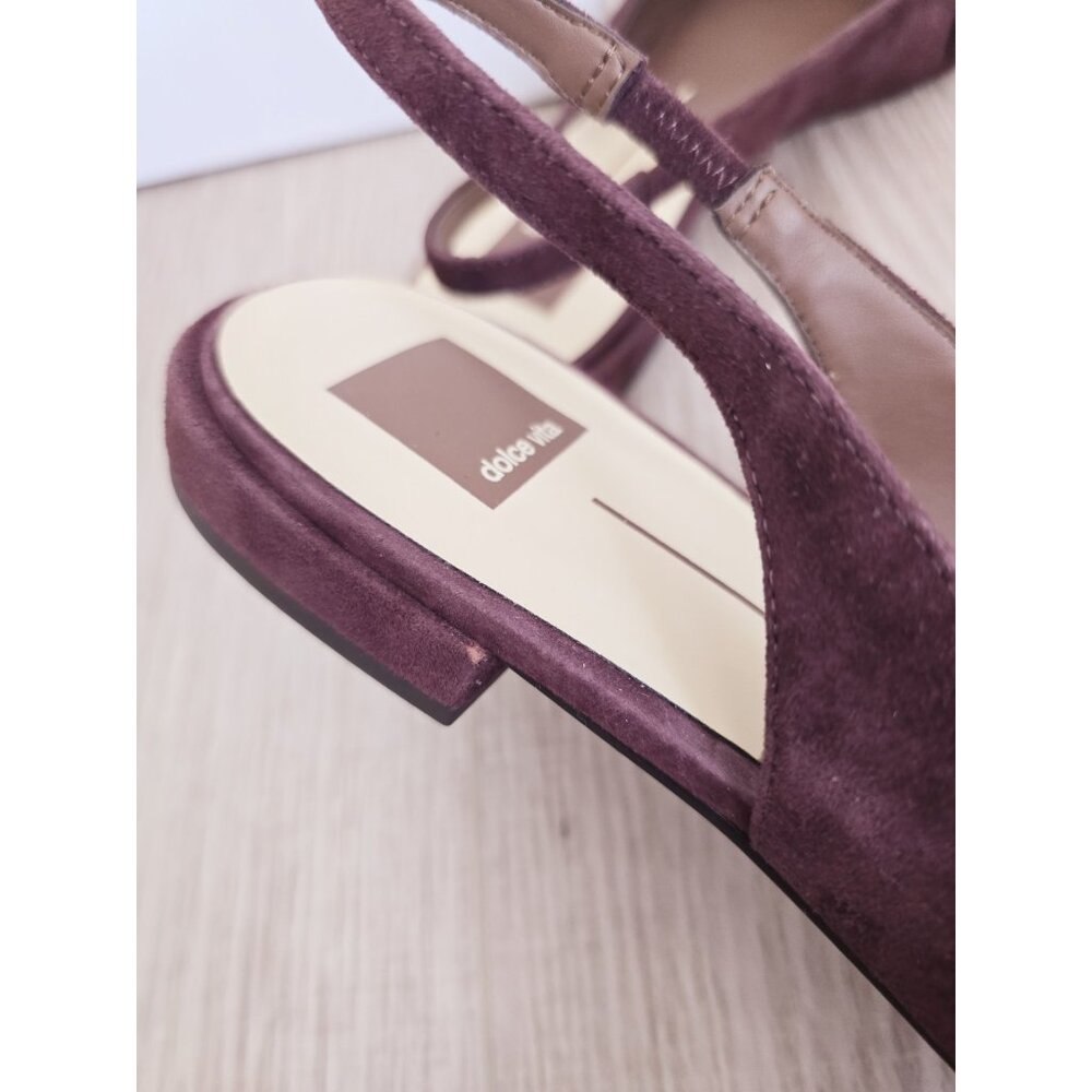Dolce Vita Payge Pointed Toe Slingback Flats 10 Bow Suede Leather Burgundy Red - Picture 6 of 12